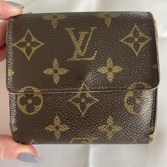 LOUIS VUITTON Trifold Elise Wallet Monogram Credit Cards Coin Pouch Brown - Picture 2 of 16